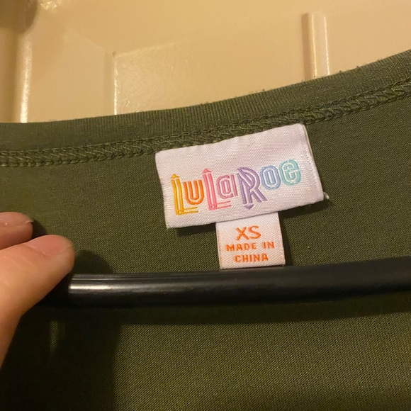 NWOT WOMEN'S LULAROE NICOLE OD GREEN ARMY FIT & FLARE DRESS XS - Picture 2 of 4